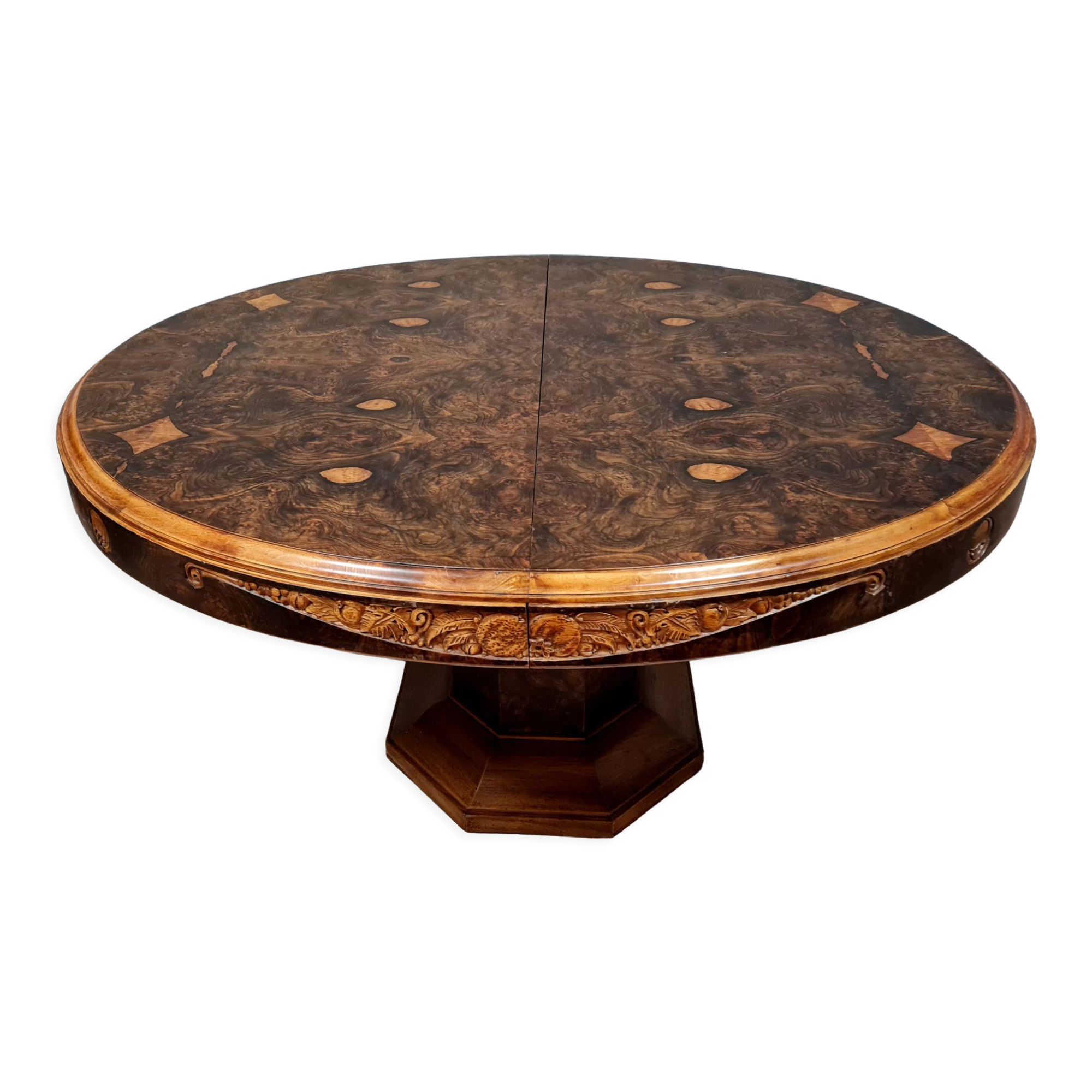 Art Deco period extension table in heather magnifying glass circa circa 1920-1925 (280cm)