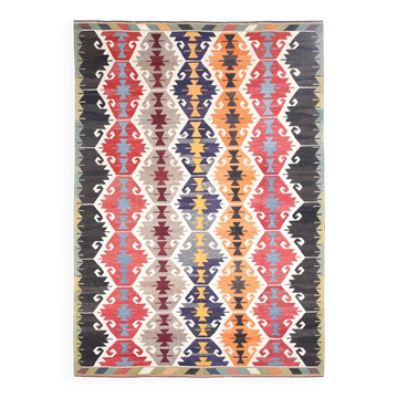 Tapis kilim vintage multicolore turc, 252x361 cm