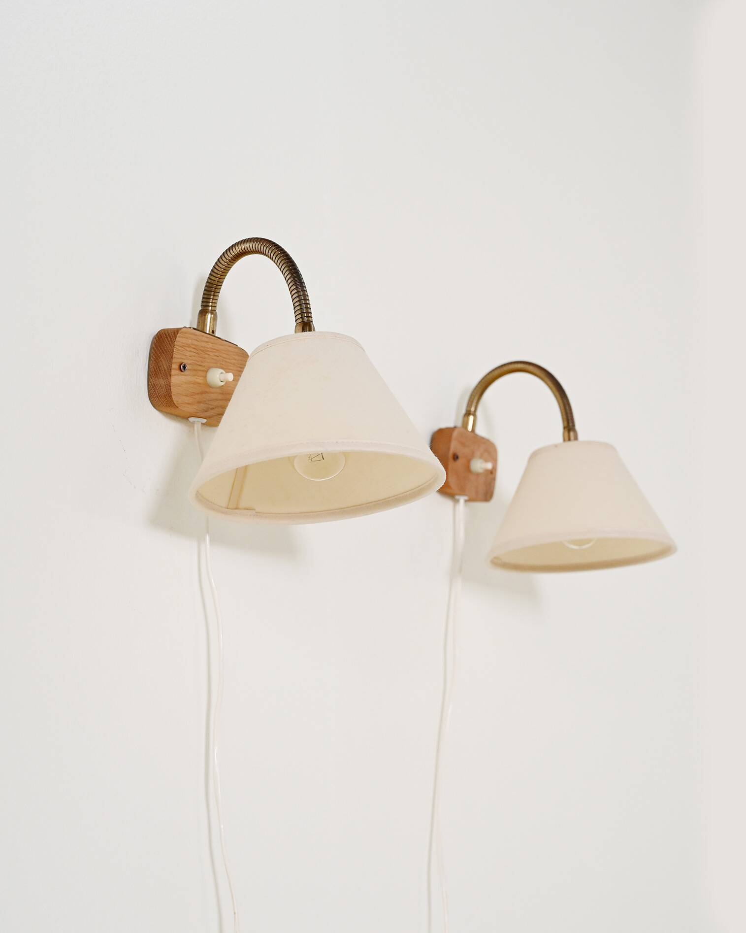 Pair of Scandinavian teak wall lamps, '50s