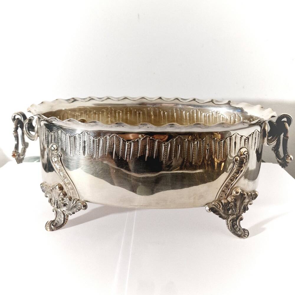 Vintage Wiskemann silver metal planter