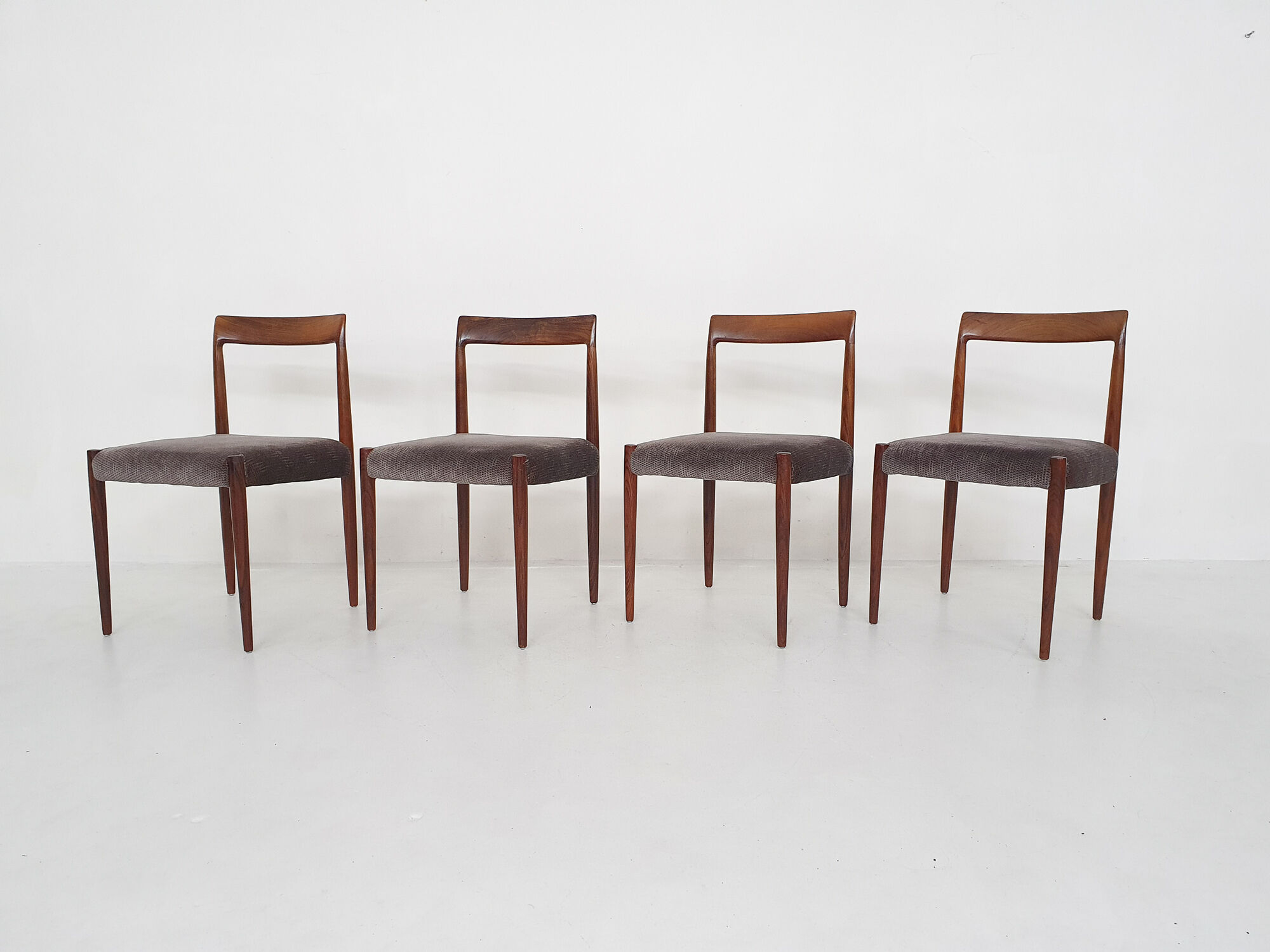 Set of four rosewood dining chairs by Lubke, Germany 1960's