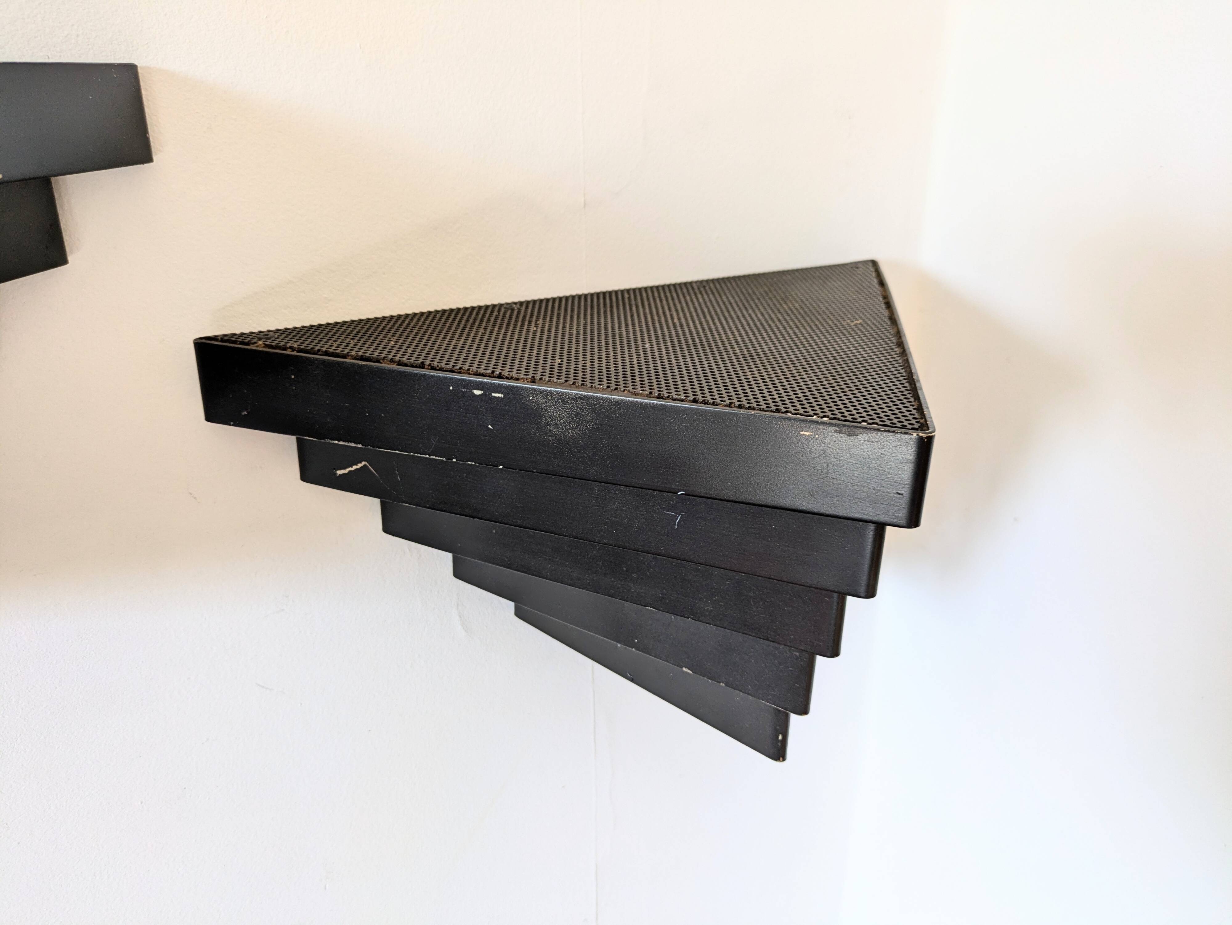 Pair of 1960s wall lights in perforated metal in the style of Mategot