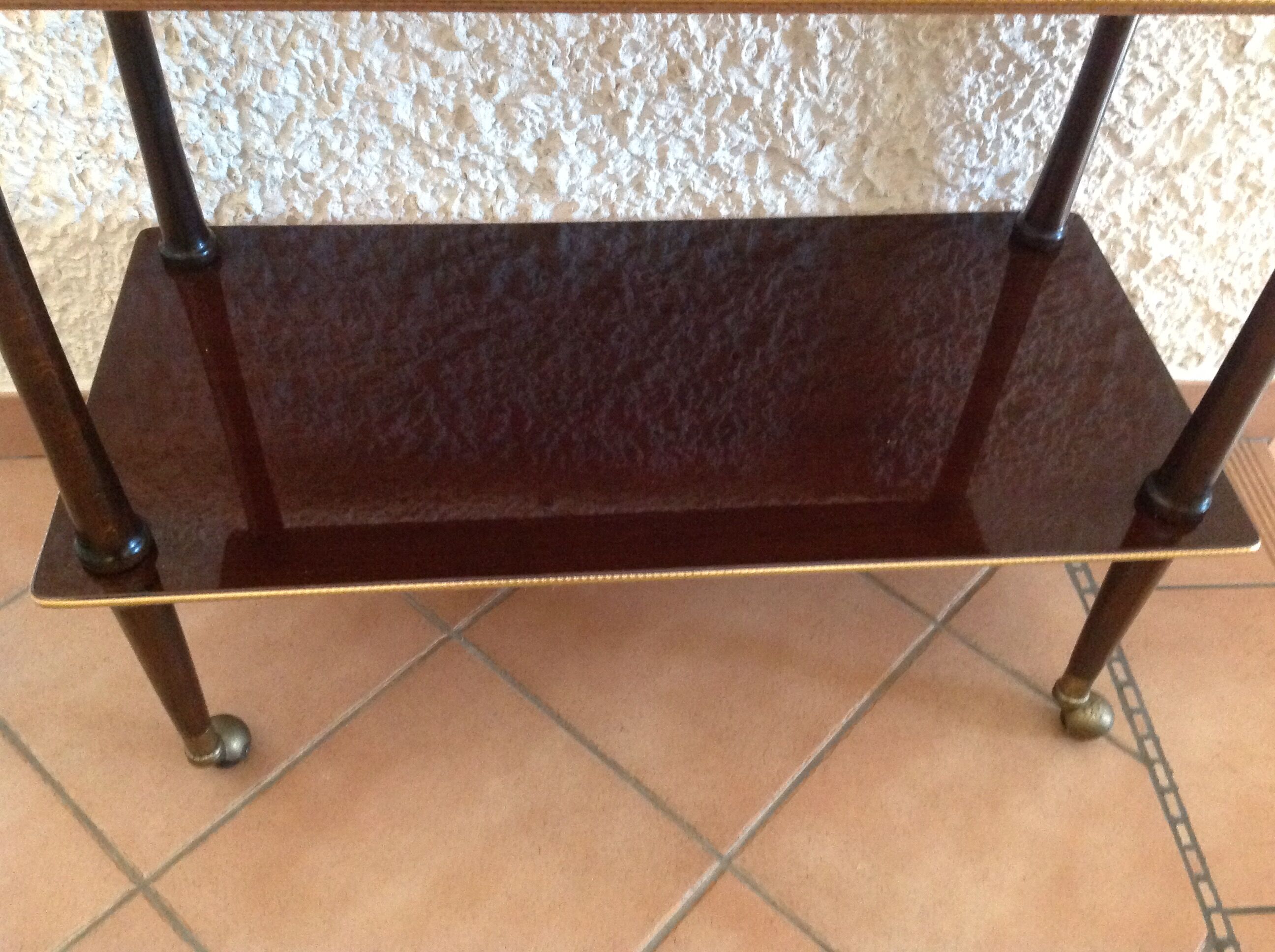 Dessert on varnished wood wheels / vintage 60s-70s