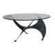 Table basse vintage "Hélice" en acier et verre, 1970