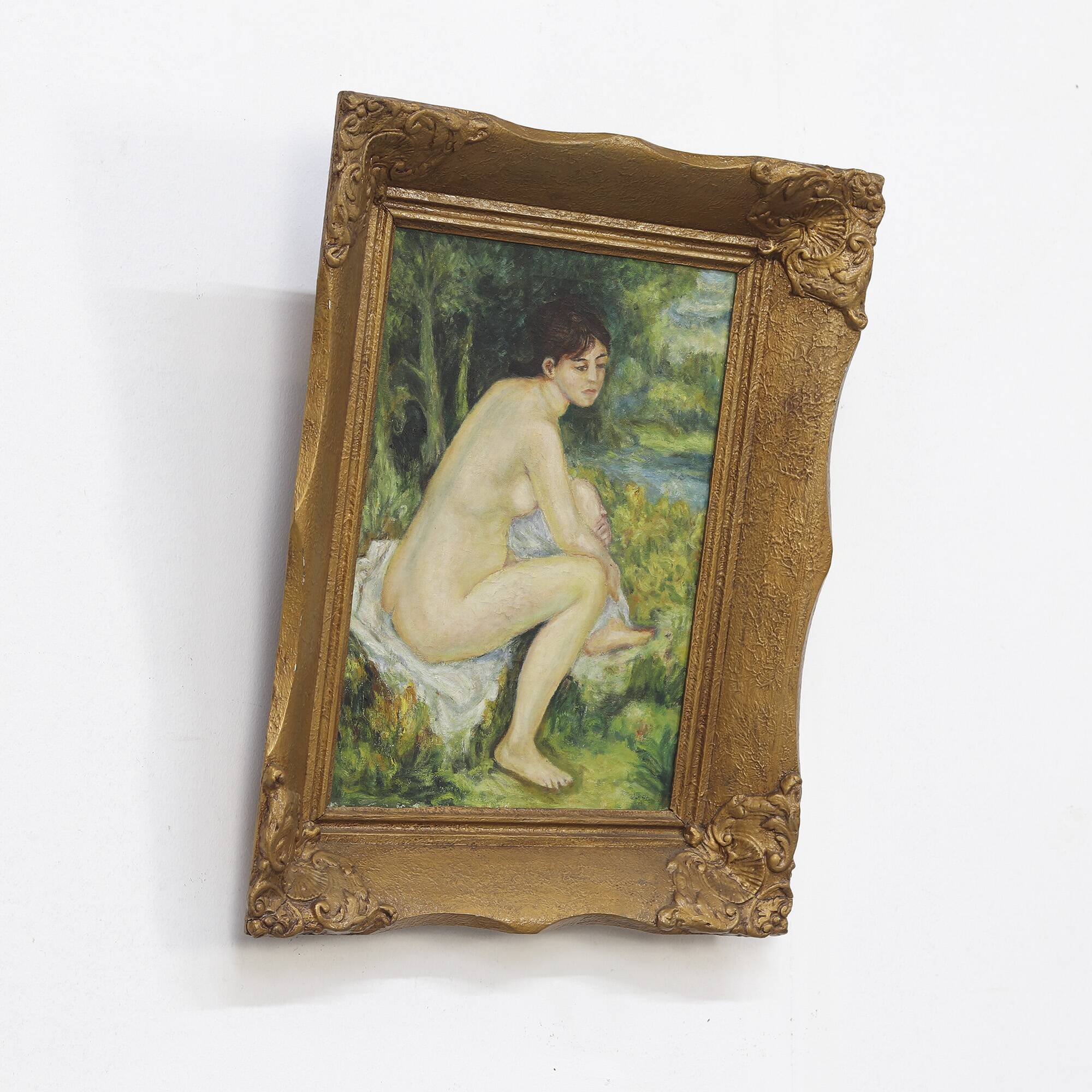 French Naive Folk Art Painting with Nude Figure – ca. 1920