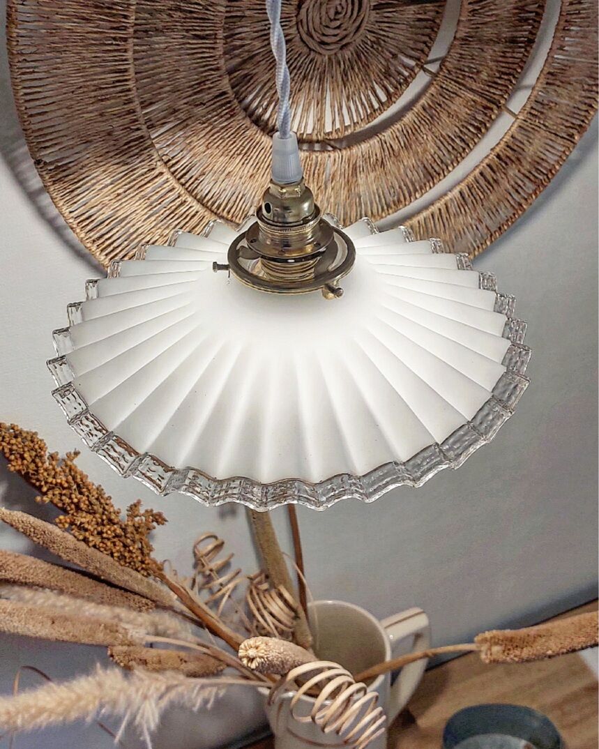Vintage opaline pendant lamp