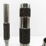 Set of 5 brutalist steel vases and bowls 1970