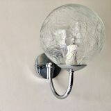 Wall lamp glass globe and chrome 1970