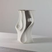 Vintage organic biscuit porcelain vase from the mid-century by Sgrafo Modern.