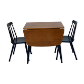 Teak Drop Leaf Dining and 2 Danish Spindle Back Chairs