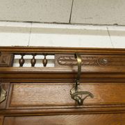 Napoleon III style walnut wardrobe, late 19th century, 3 mirrors, marble top, 8 coat hooks
