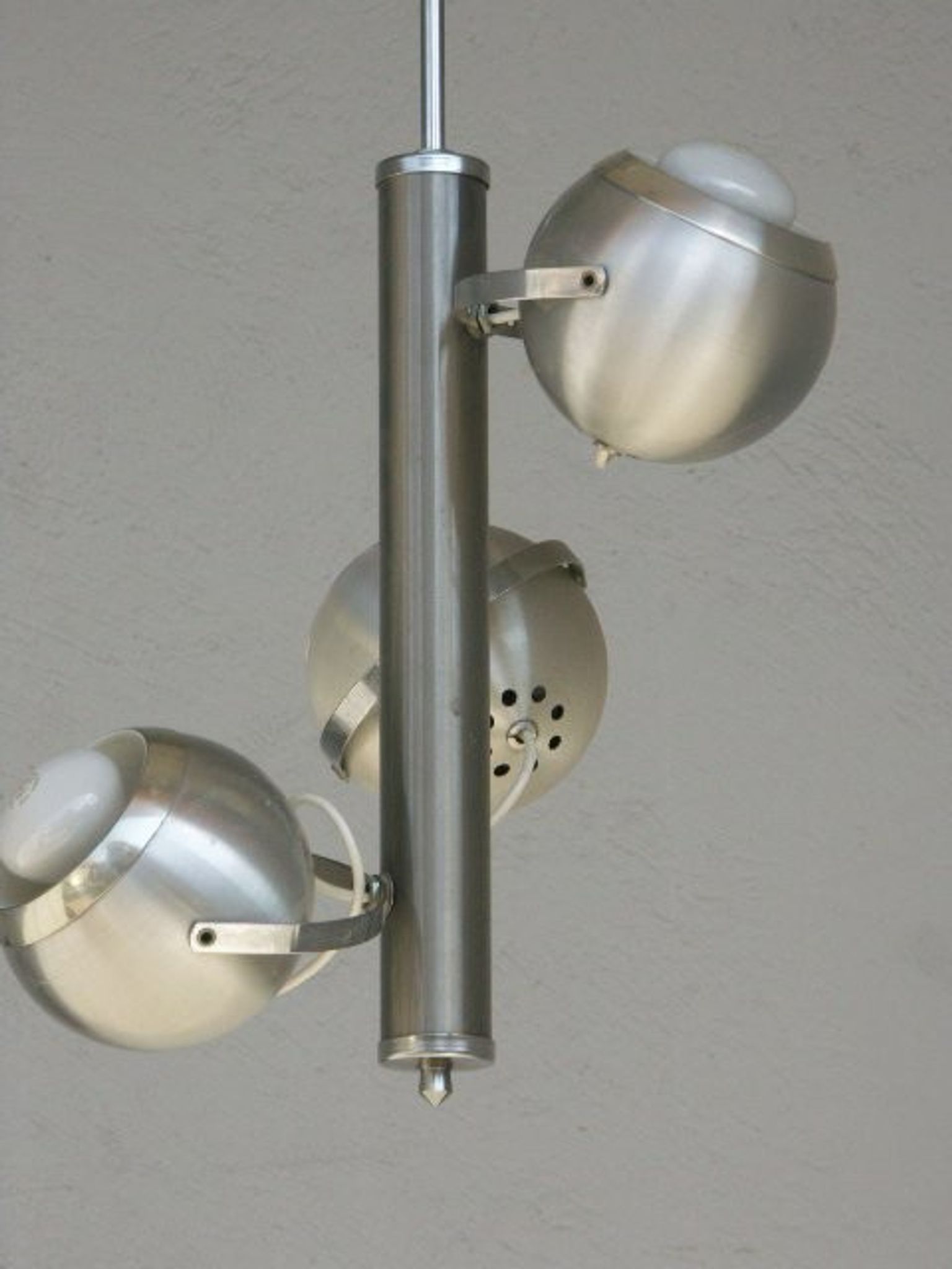 Lustre 1970 aluminium avec son applique