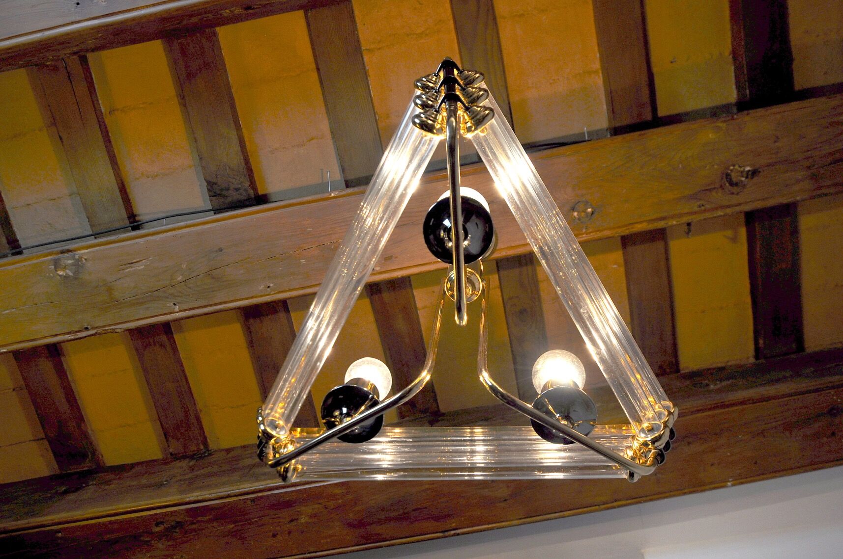 Lustre Venini tubulaire verre de Murano 1970, Italie