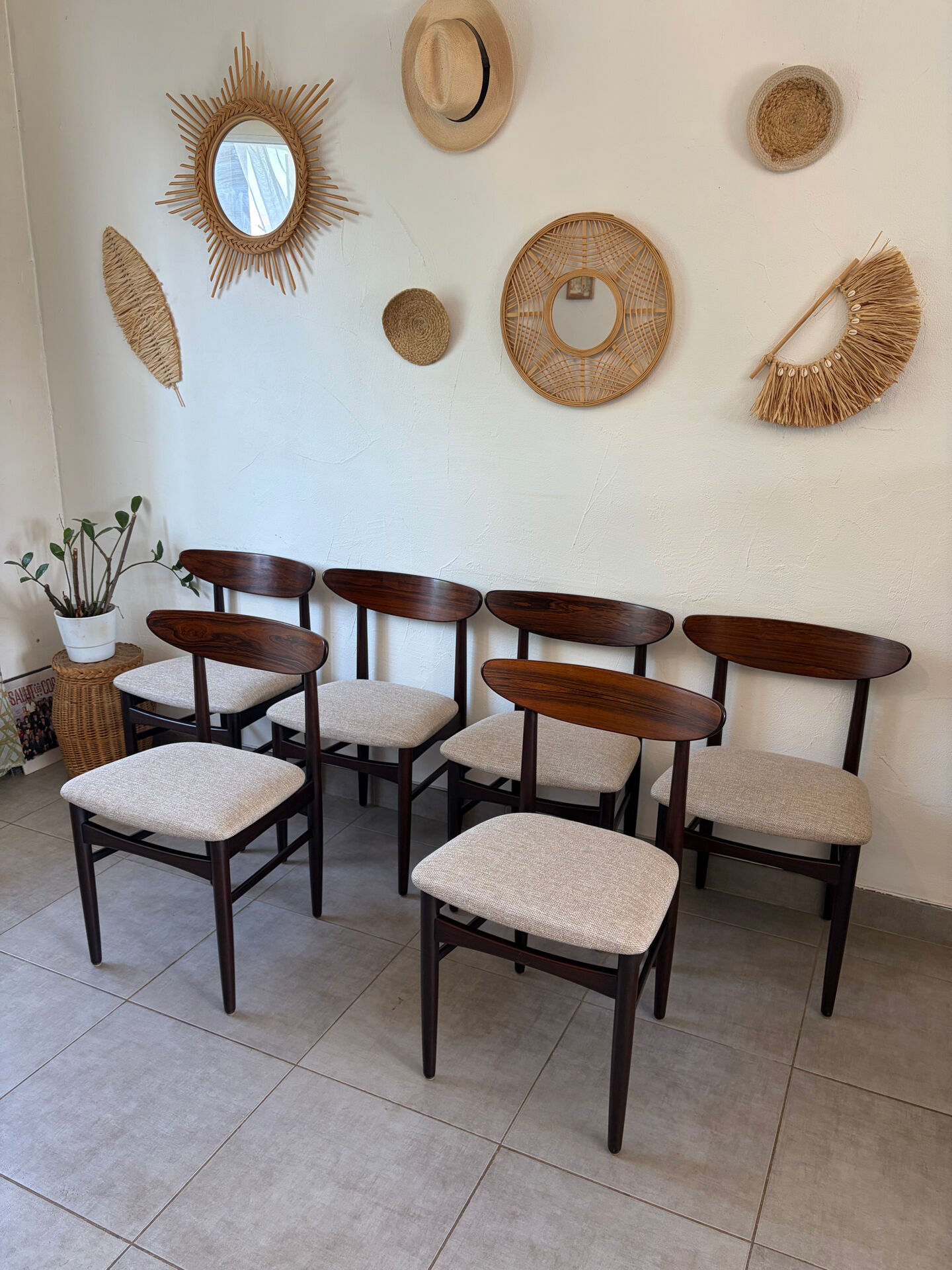 6 vintage Scandinavian teak chairs by Dyrlund