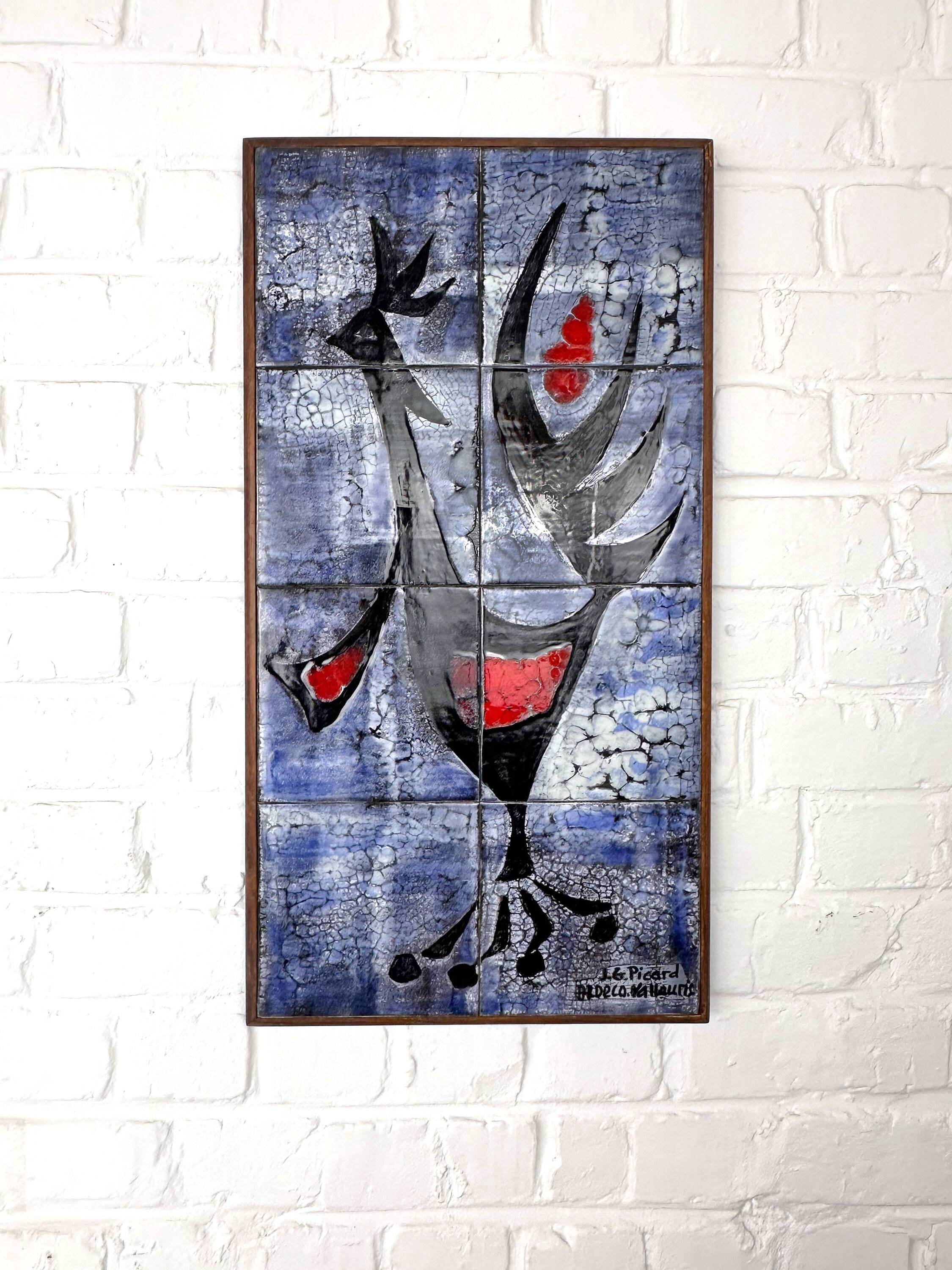 Modernist ceramic wall panel by J.G. Picard, Vallauris, 1960s.
