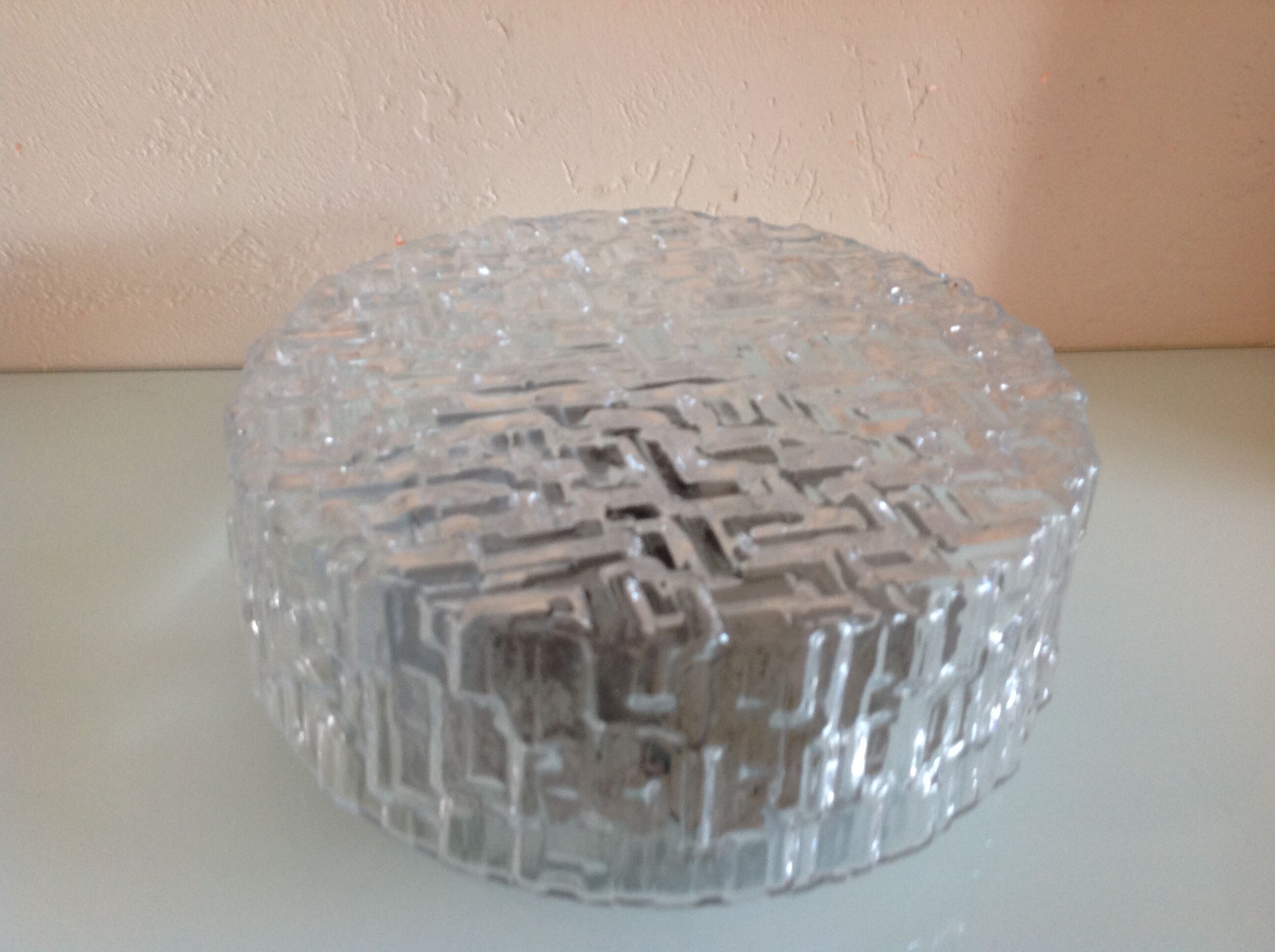 Round ceiling lamp in bulled glass / vintage 60s/70s