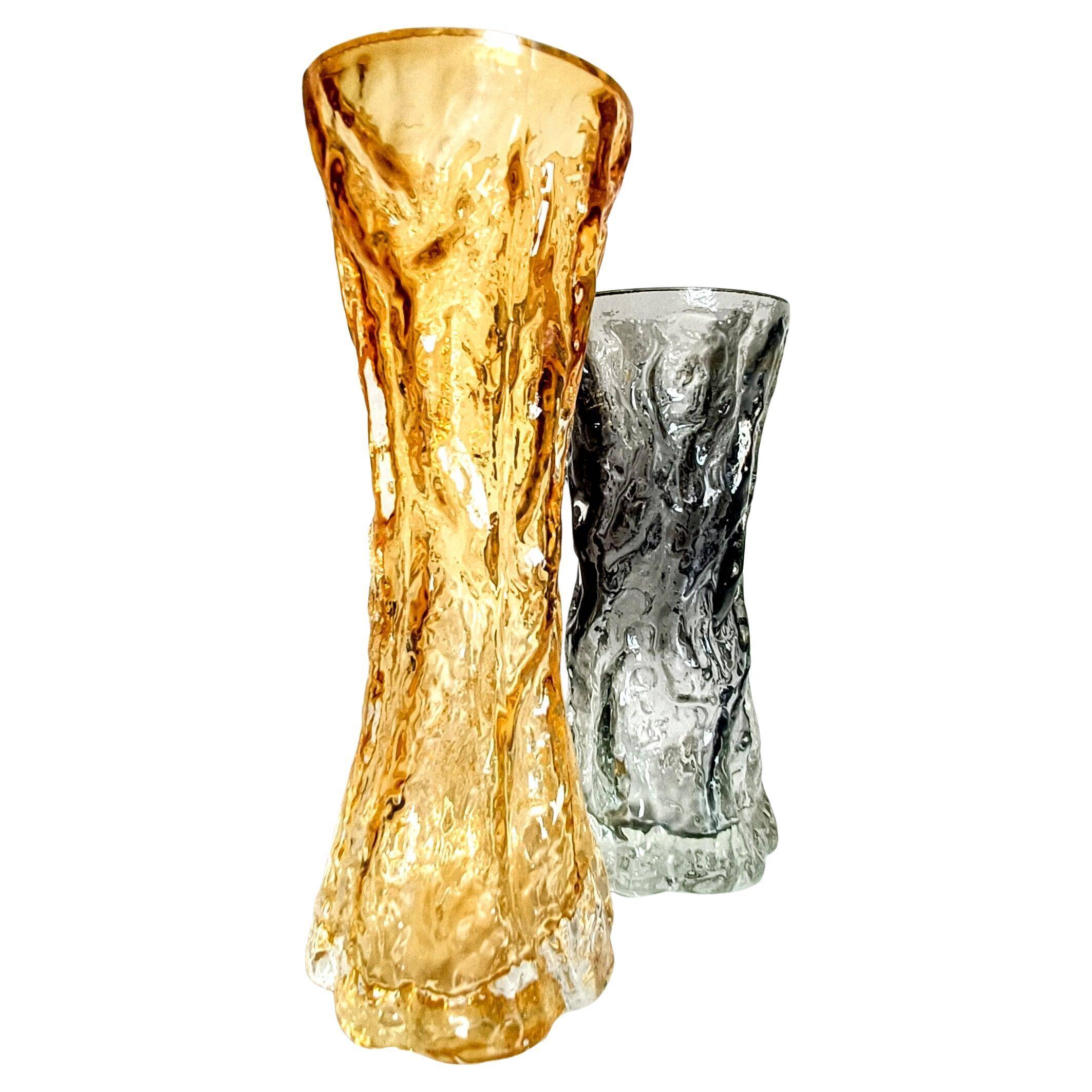 1970s Brutalist Art Glass Vases by Kurt Wokan, Handmade in Germany