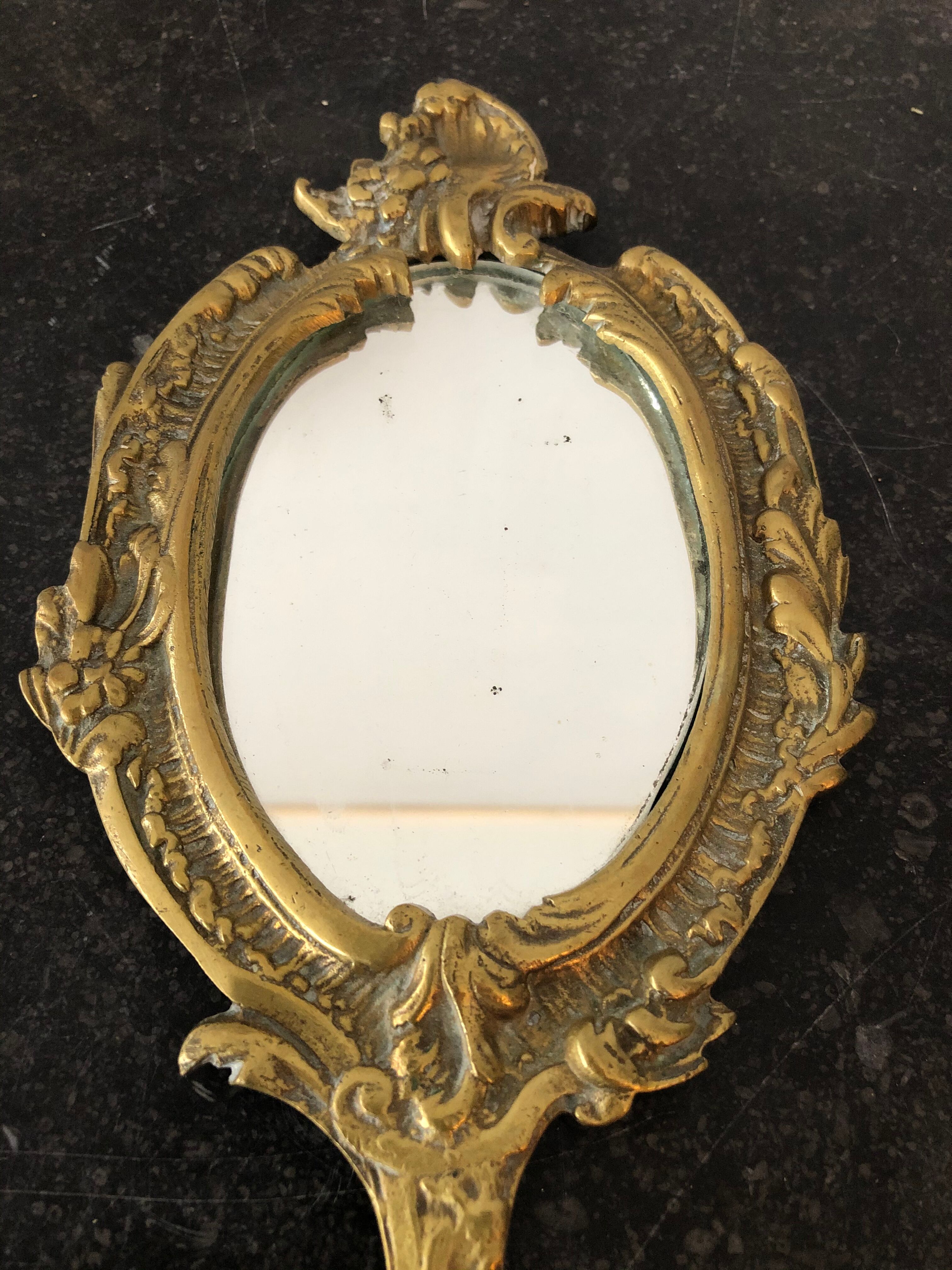 Brass hand mirror