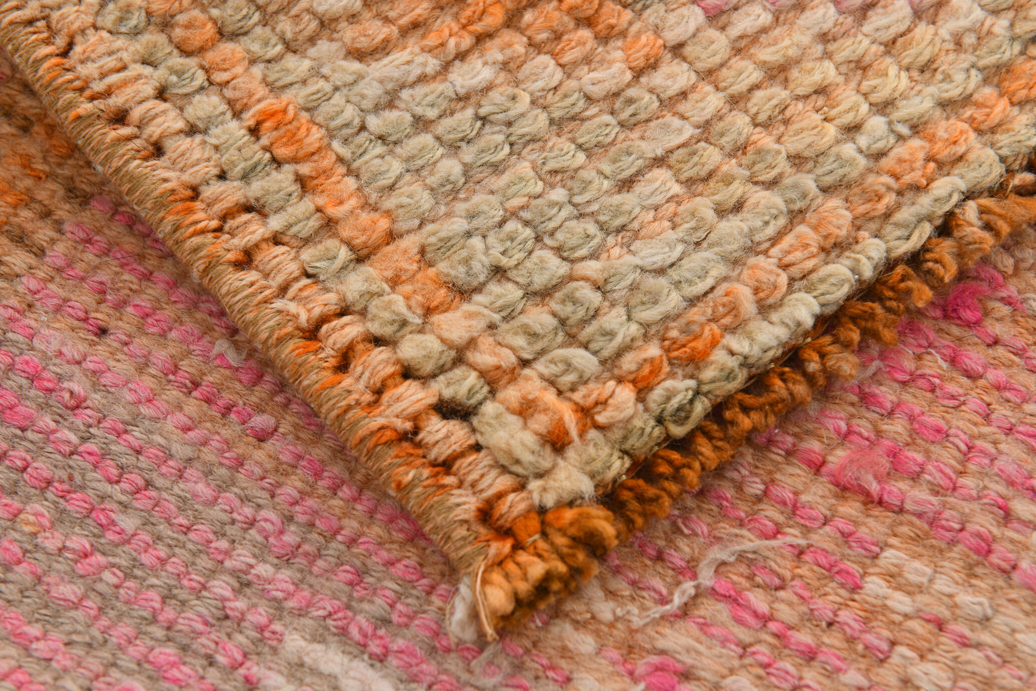 3x13 pale pink & orange turkish runner rug 82x403cm