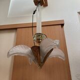 Bronze and molded glass chandelier, 1930s Art Deco style