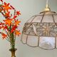 Vintage lampshade suspension in mother-of-pearl and brass
