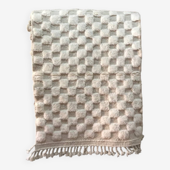 Tapis Beni Ouarain Berbère Chic - 140x100cm - Carreaux Blanc - 100% Laine