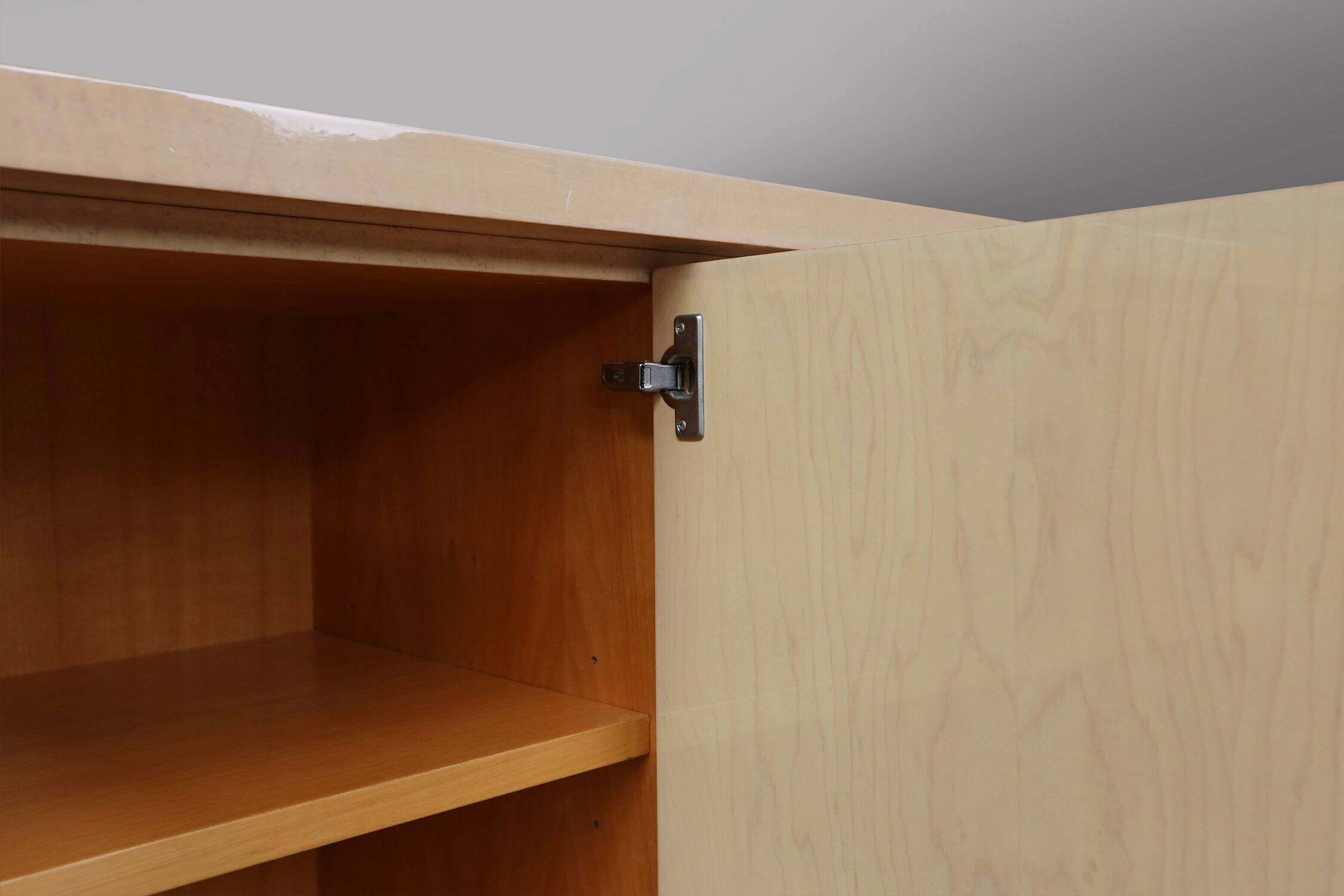 Ivory Lacquer Sideboard in burl wood by Jean Claude Dresse, 1940s