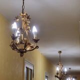 Set of 3 gold painted metal chandeliers