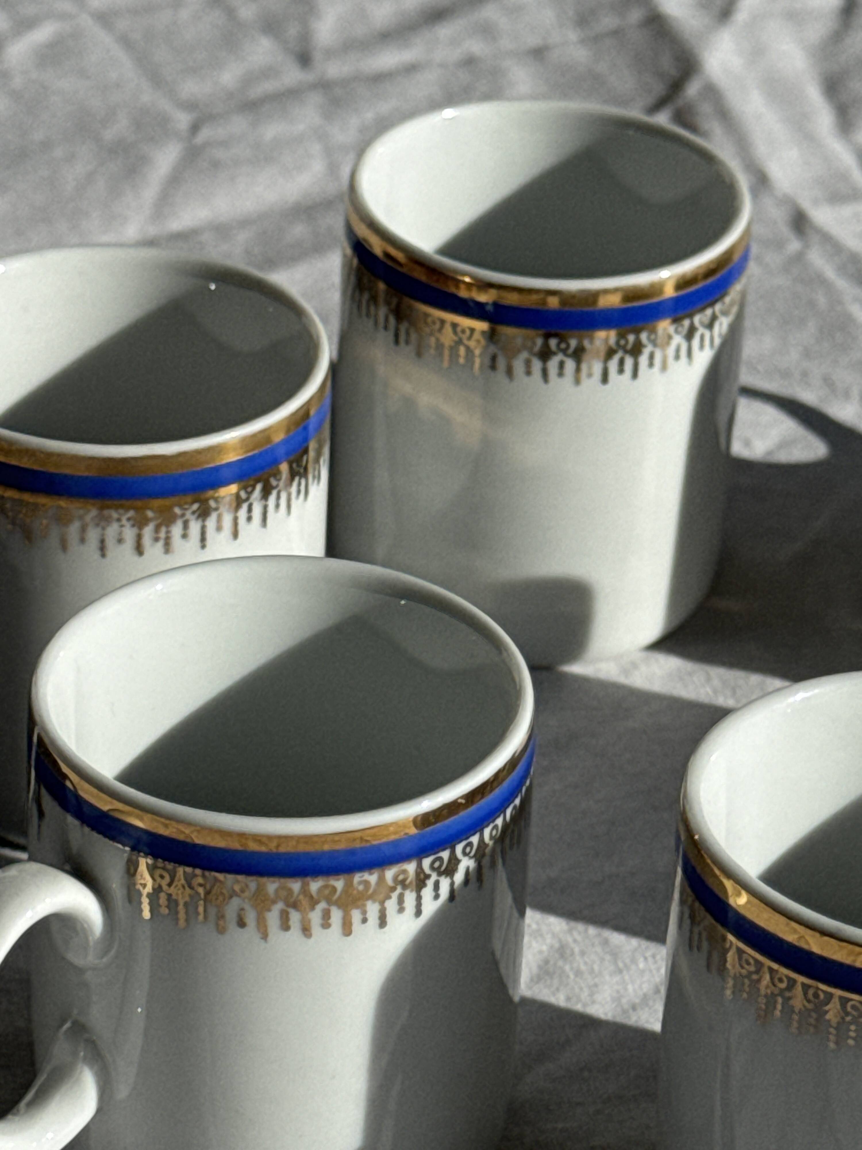 Set of 6 small espresso cups Germer Porcelain, made in Brazil.