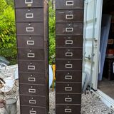 Duo of metal lockers with flaps