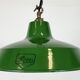 Suspension industrielle en tôle émaillée verte par Revo, années 1950