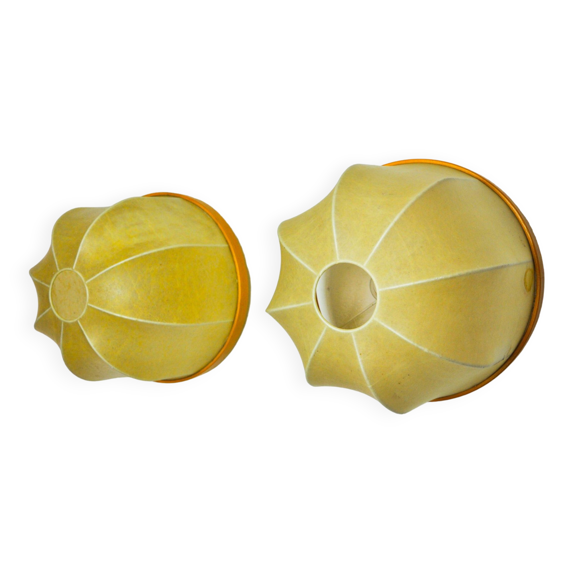 PAIR OF XL "COCOON" WALL LIGHTS, RESIN AND PINE, ITALY, 1970