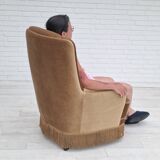 1960s, Danish high back armchair, original upholstery, green velour