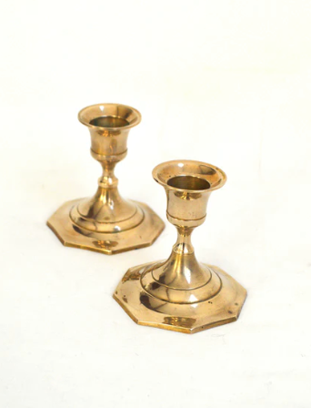 Pair of brass candle holders