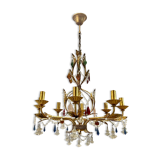 Lustre italien en verre de Murano doré doré en or florentin