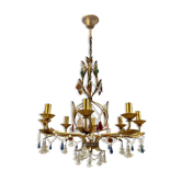 Italian Florentine Gold Gilded Murano Glass Chandelier