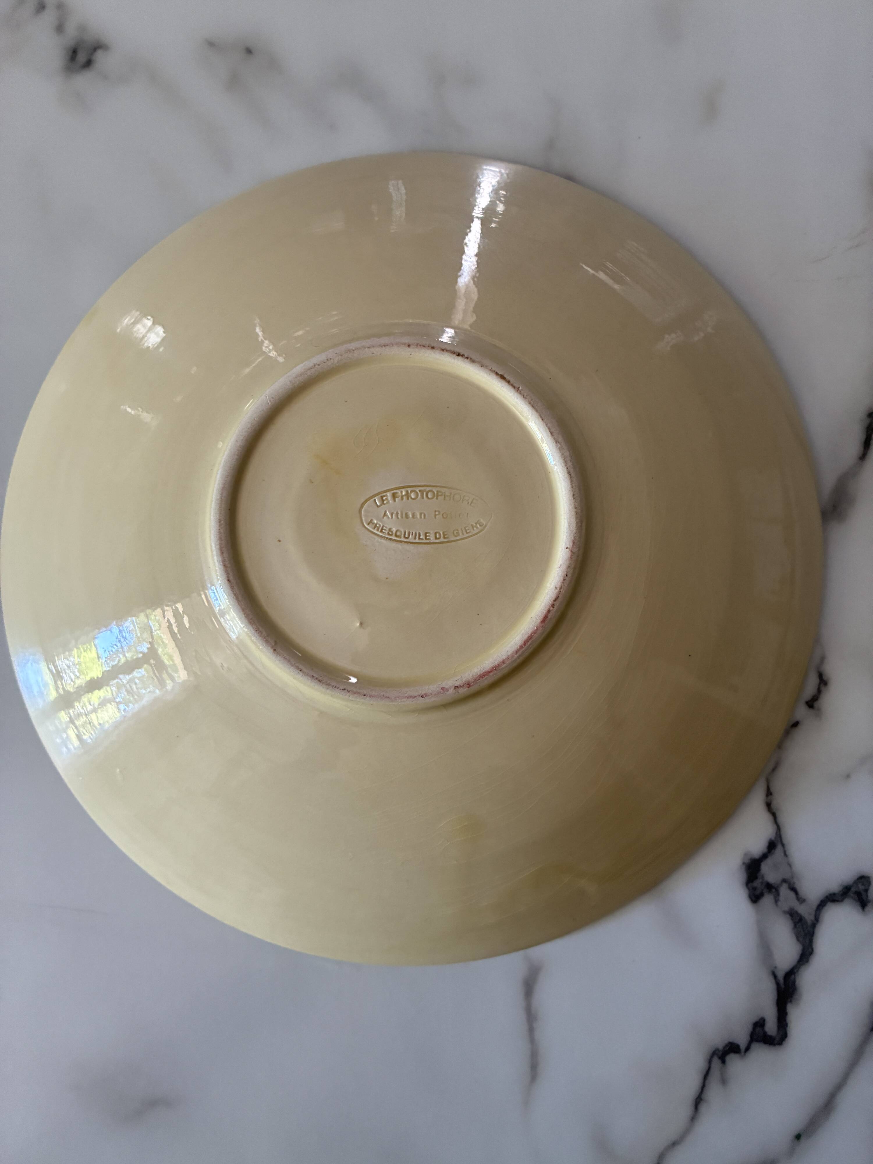 Plat rond palmier poterie Le Photophore
