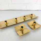 3 Scandinavian brass candlesticks, Pierre Forssell, Skultuna, Sweden, 1960s