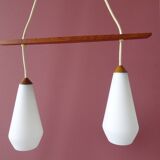 Suspension scandinave en verre opale teck