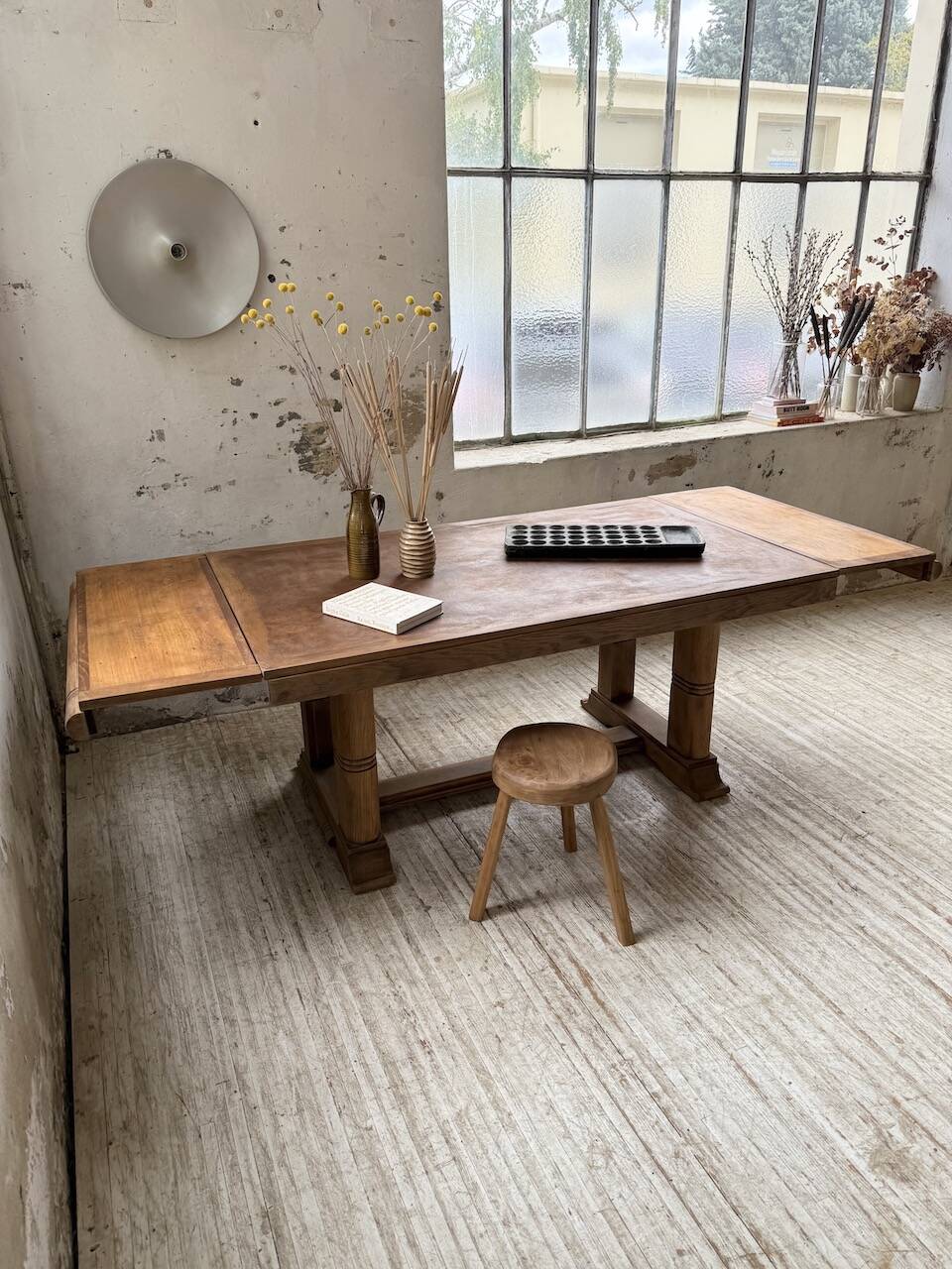 Table de repas chêne 1940 Dudouyt 240cm