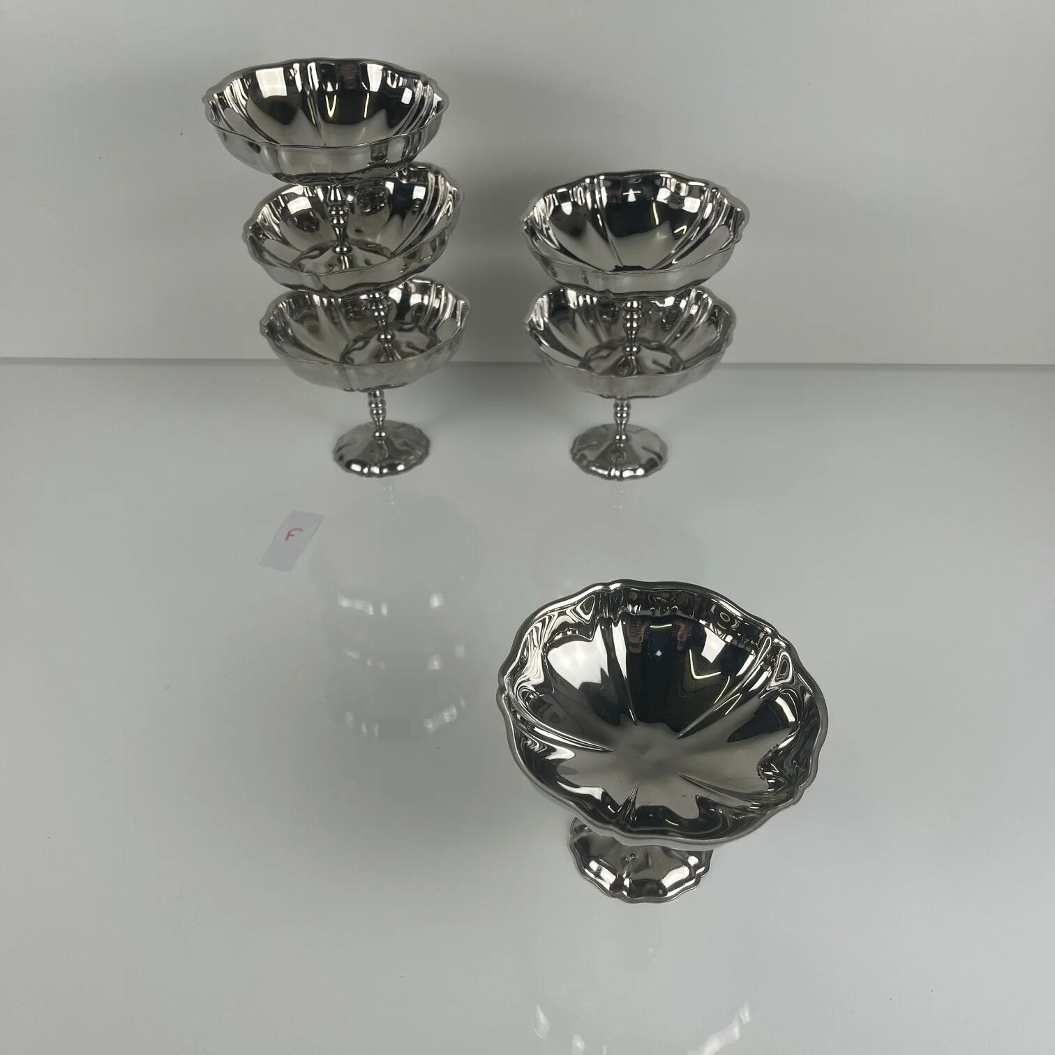 Set of 6 metal ice cream bowls, 1970 - Model F