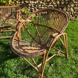Ball rattan lounge consisting of a sofa and 2 armchairs