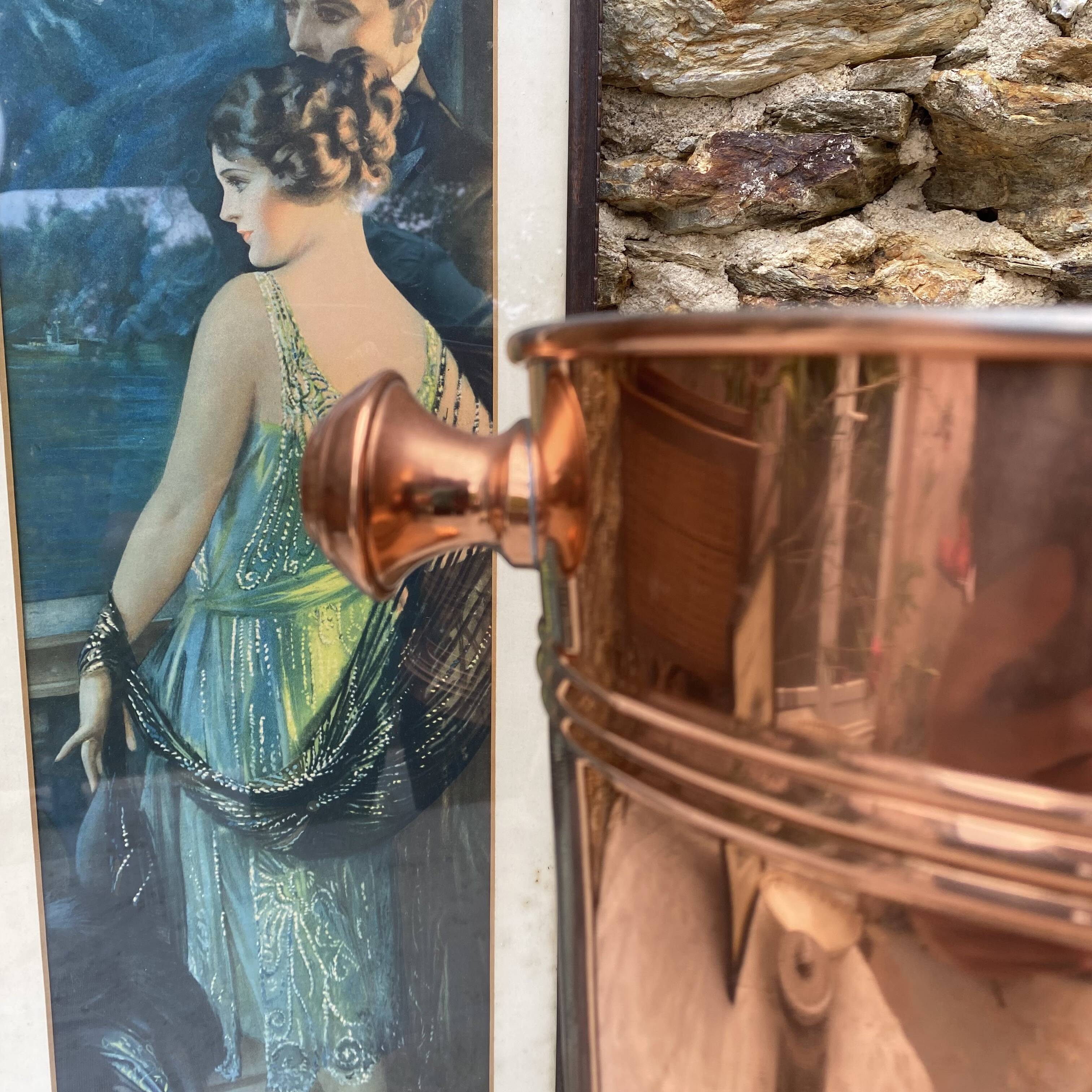 Vintage champagne bucket in genuine copper and stainless steel.