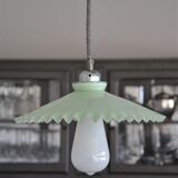 Vintage suspension in opaline scalloped mint color with water