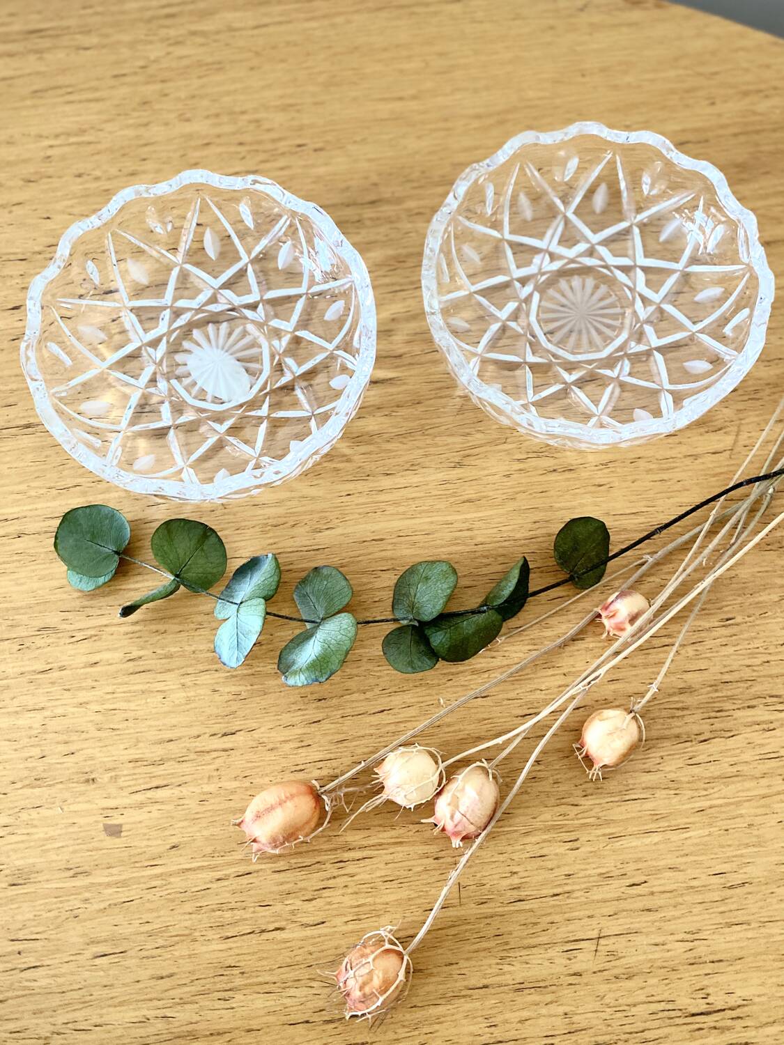 Pair of small real crystal cups