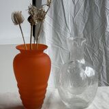 Large blown glass carafe with ice cube compartment Biot