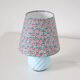Recycled vintage lamp — twisted blue ceramic base, floral shade