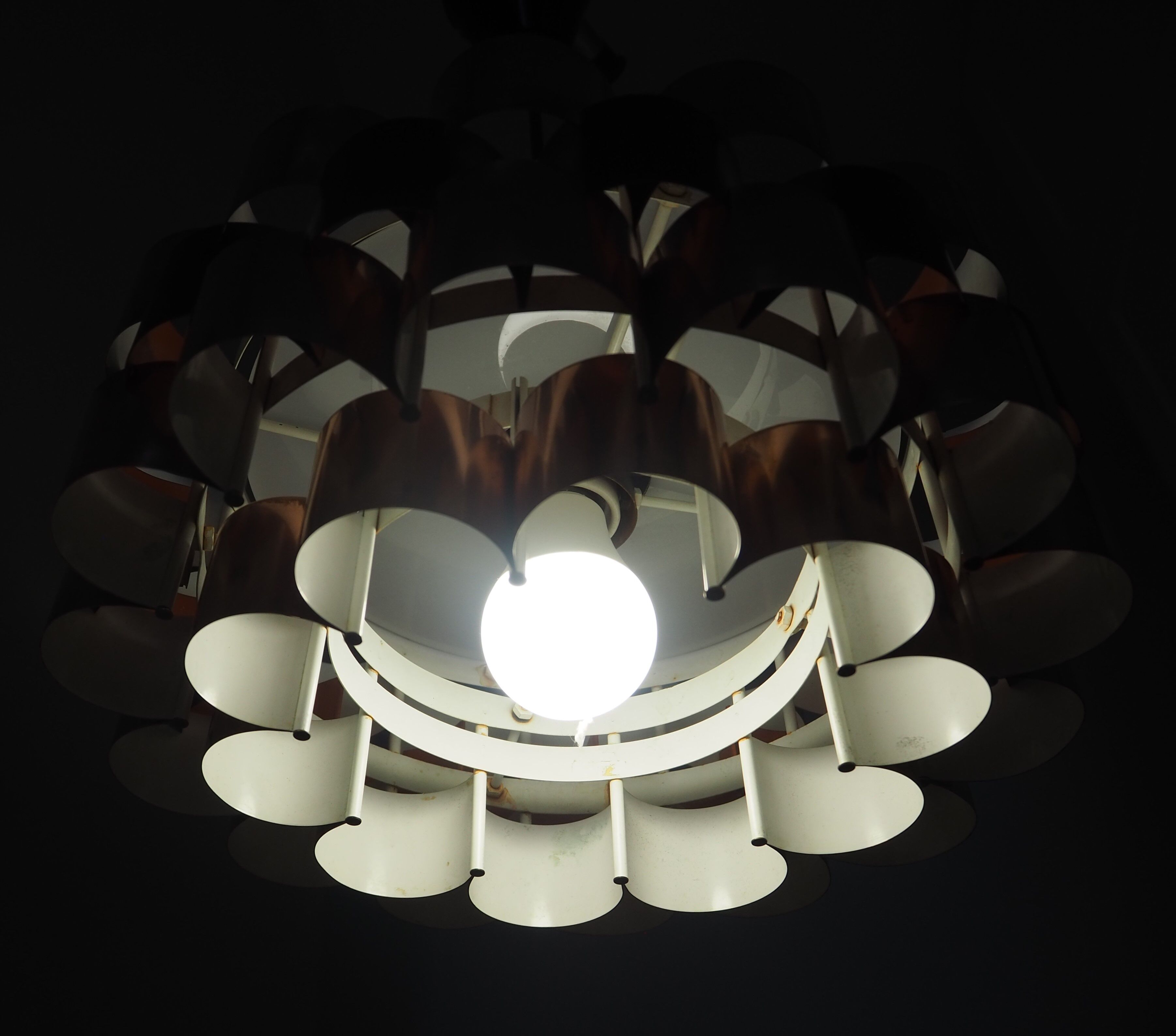 Suspension lamp from the 1960s – 1970s in copper and black metal