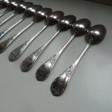 Lot 12 small silver metal spoons Christofle marly model floral decoration
