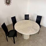 Lot 6 black leather chairs Italian design 80s Cattelan Italia vintage Lara model
